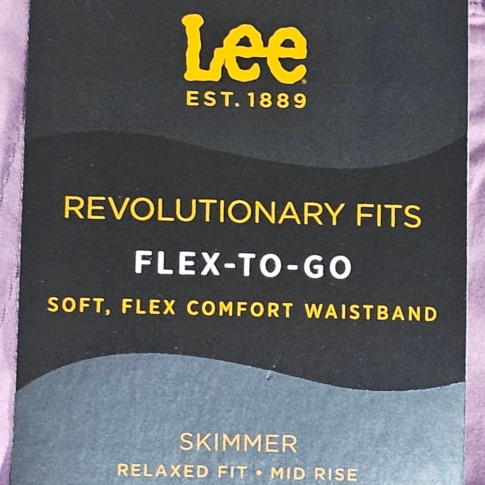 Lee Skimmer Pants Women 16 Plum Purple Relaxed Mid Rise Flex-To-Go Capri - Picture 9 of 11